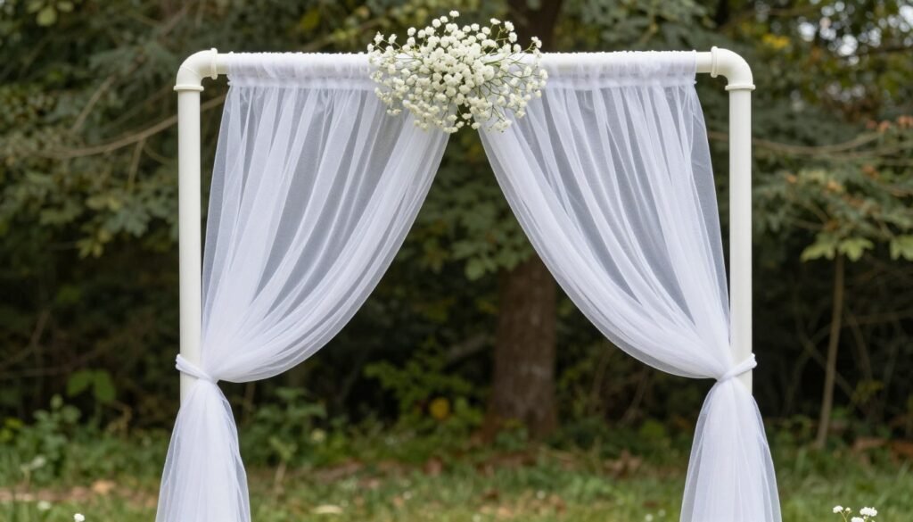 diy wedding altar ideas with pvc pipe and fabric