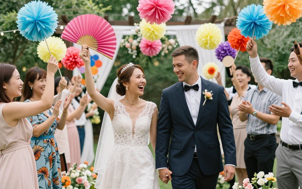 diy wedding exit with handmade elements