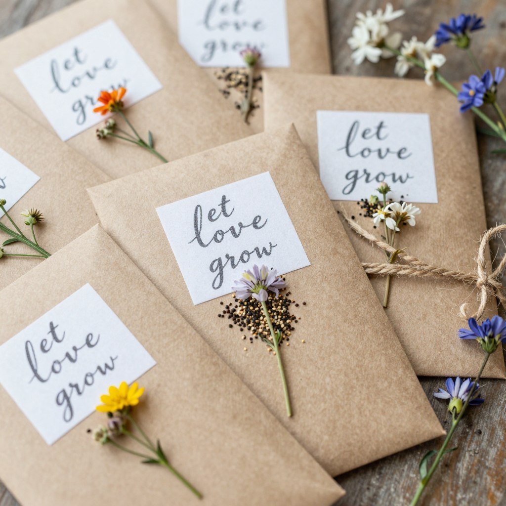 diy wedding favor seed packets with custom design