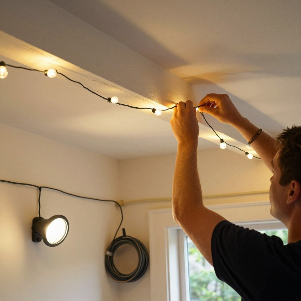 diy wedding lighting setup with safety measures in place