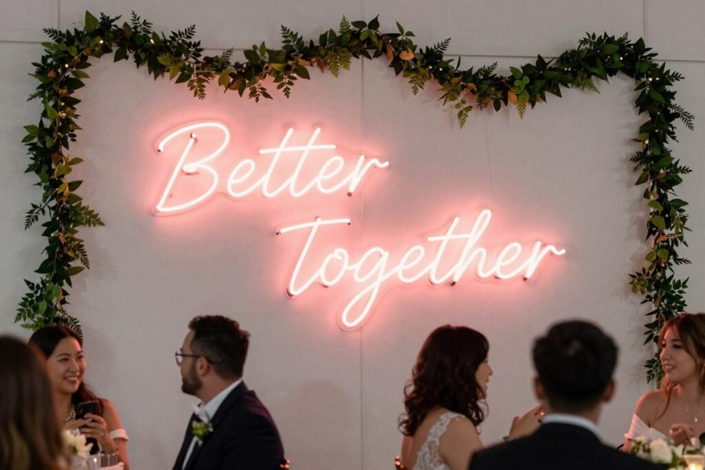 diy wedding neon sign decoration and photo backdrop