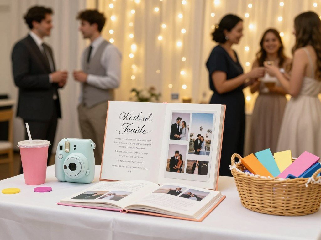 diy wedding polaroid guest book station setup