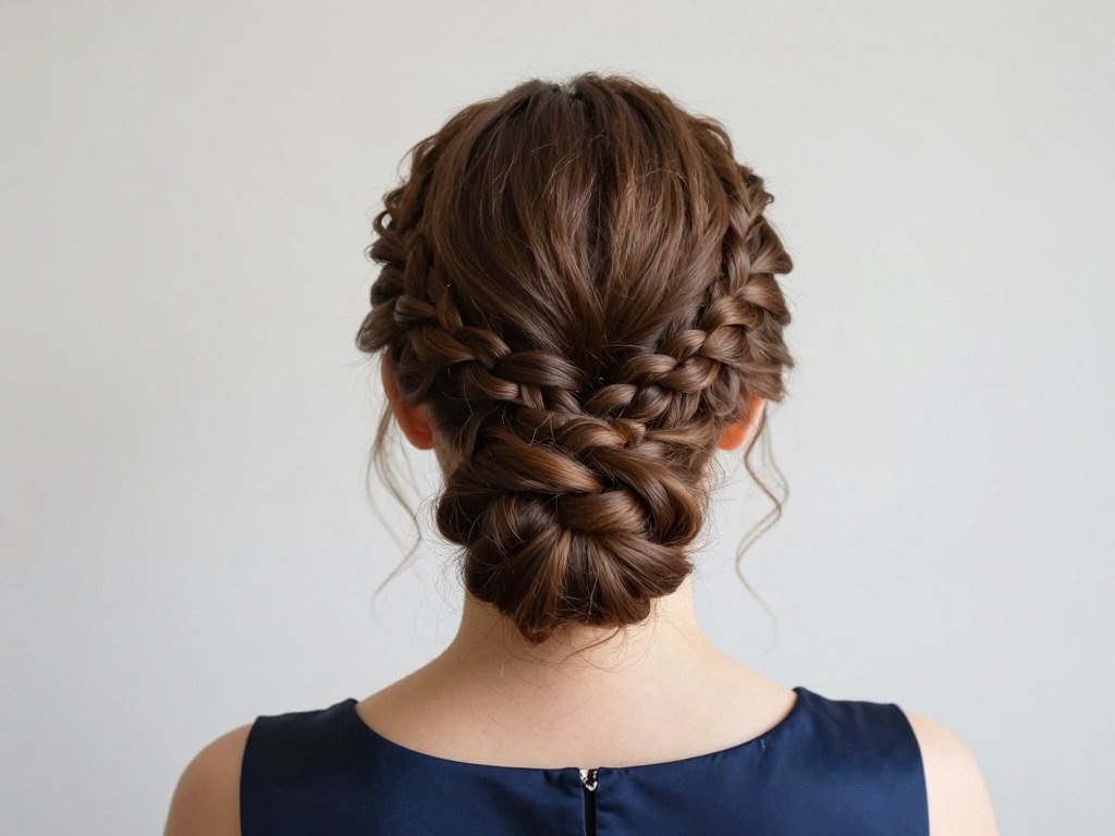 double Dutch braids into bun bridesmaid hairstyle