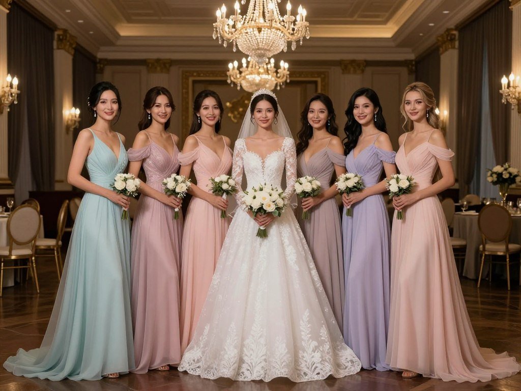 dramatic pastel bridesmaid gowns ballroom dramatic pastel bridesmaid gowns ballroom