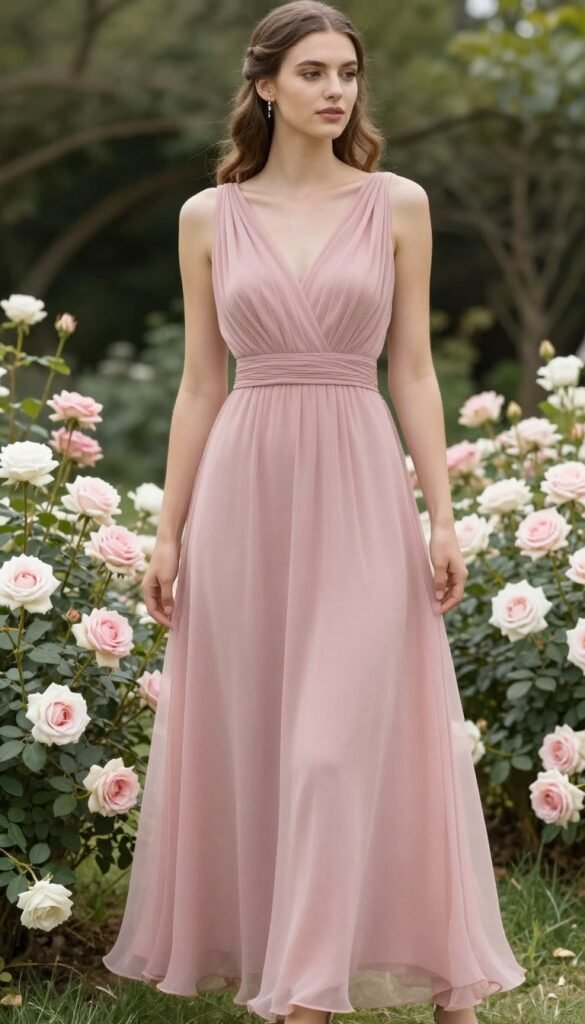 dusty rose bridesmaid dress romantic garden party