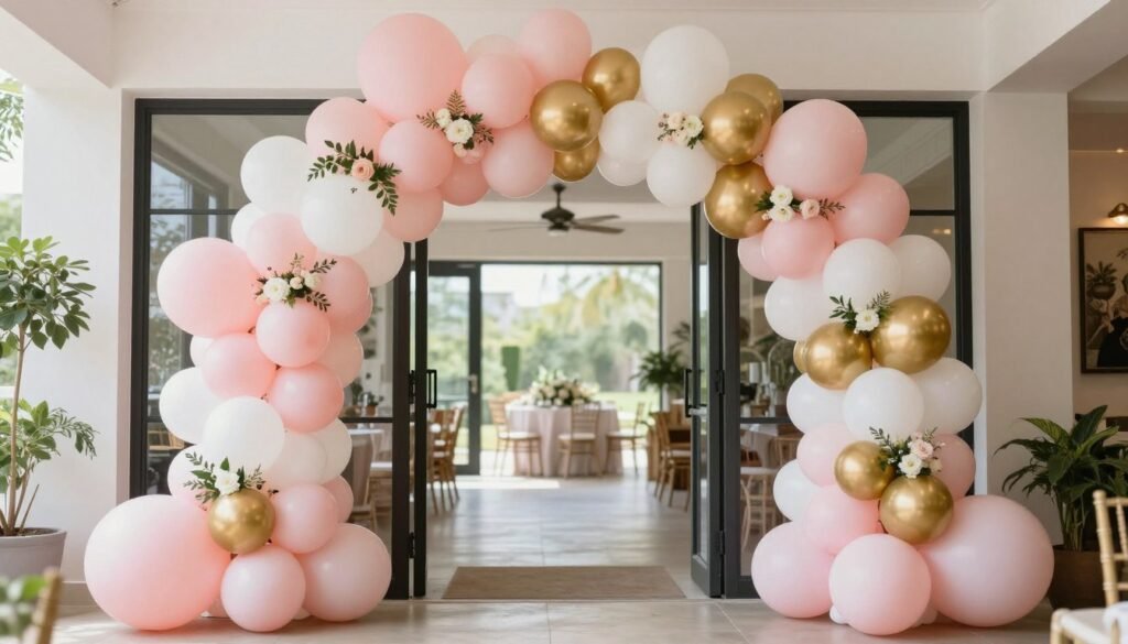 elegant balloon arch installation for bridal shower elegant balloon arch installation for bridal shower