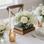 Book Themed Bridal Shower Ideas That Tell a Beautiful Love Story elegant book themed bridal shower ideas with vintage books and flowers