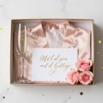elegant bridesmaid proposal box with personalized items and flowers