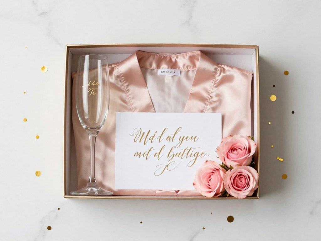 elegant bridesmaid proposal box with personalized items and flowers