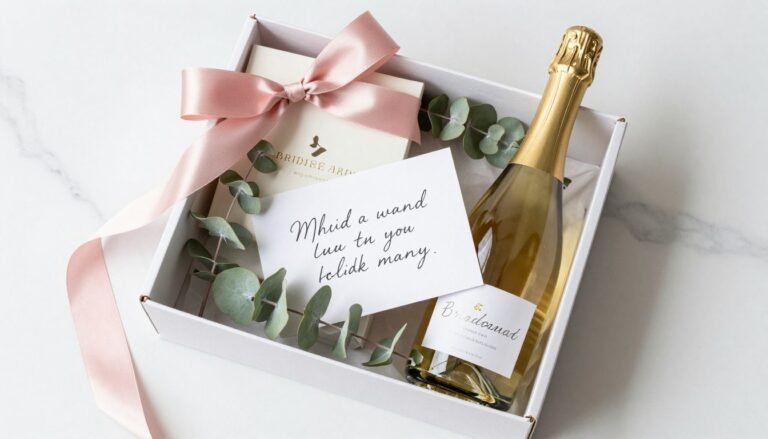 elegant bridesmaid proposal gift box with ribbon and flowers