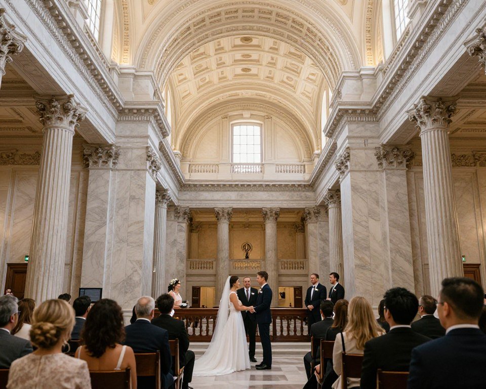 elegant city hall wedding ceremony interior with classic architecture elegant city hall wedding ceremony interior with classic architecture