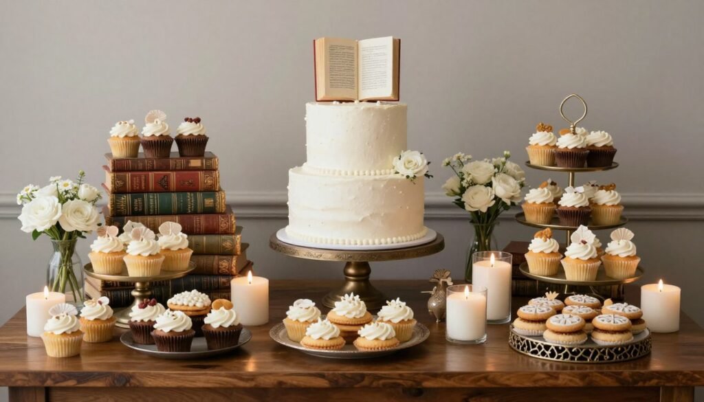 elegant dessert table display for book themed shower elegant dessert table display for book themed shower