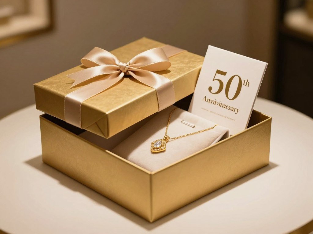 elegant gold anniversary gift presentation