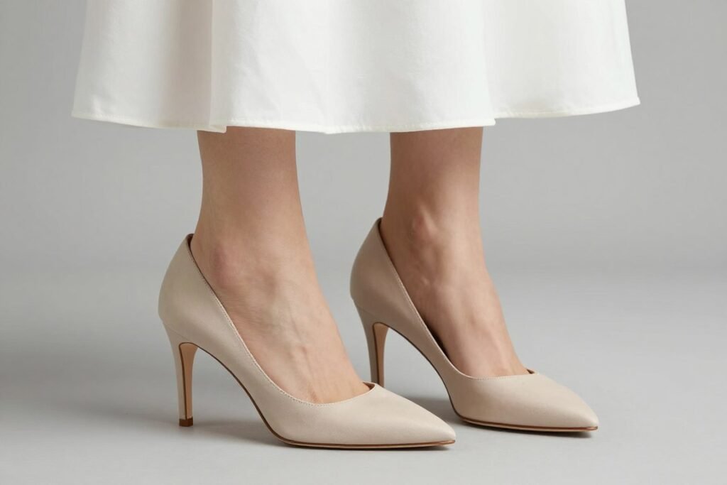 elegant heels with white dress