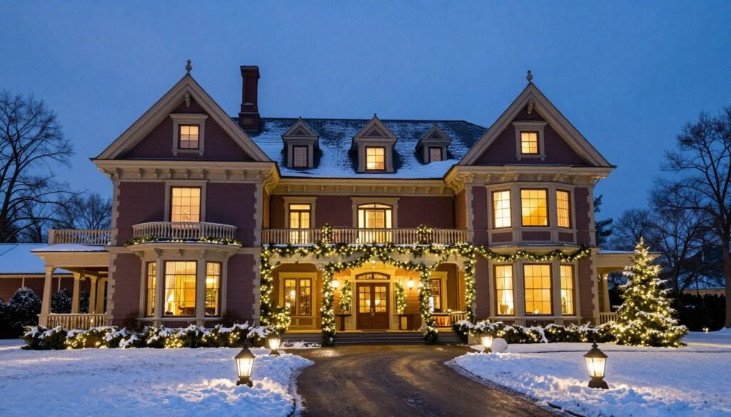 elegant historic mansion decorated for christmas as wedding venue elegant historic mansion decorated for christmas as wedding venue