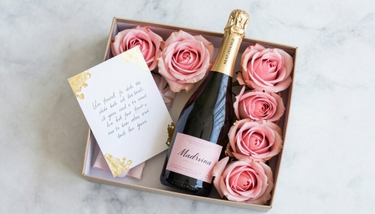 elegant madrina proposal gift box with flowers and personalized items