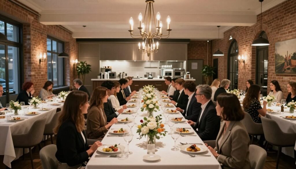 elegant restaurant private dining room set for micro wedding reception