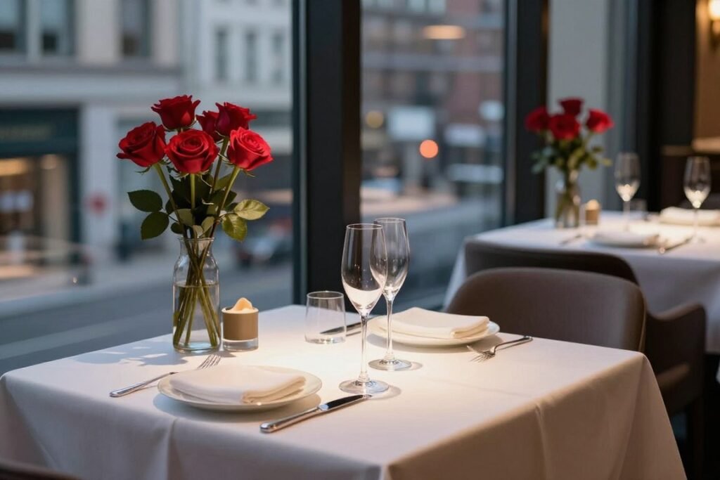 elegant restaurant table set for proposal
