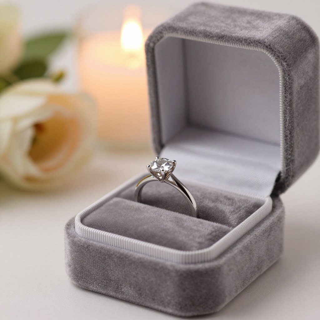 elegant ring box presentation in proposal setup
