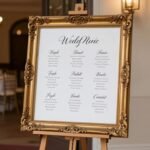 Seating Chart Wedding Ideas: Creative Displays That Welcome Your Guests elegant seating chart wedding ideas featuring gold ornate frame with calligraphy