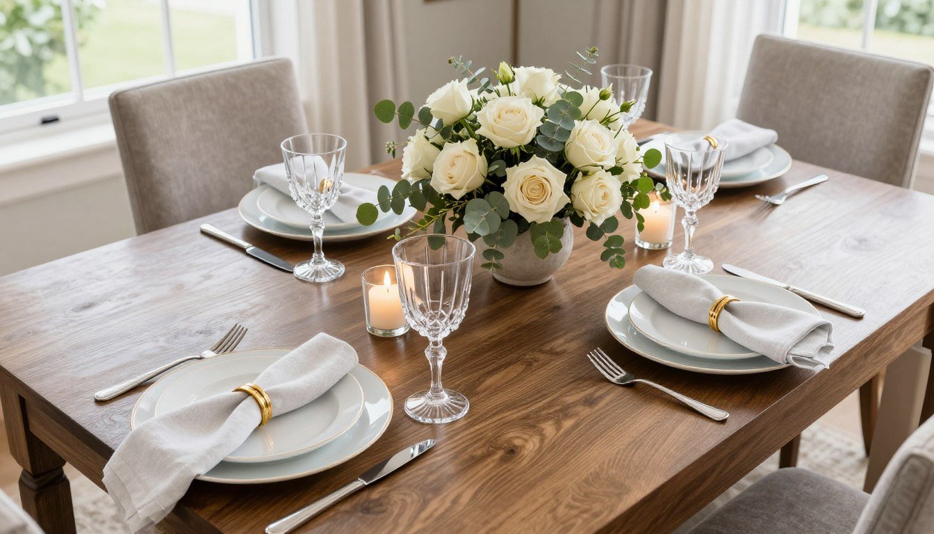 elegant table setting ideas with flowers and candles