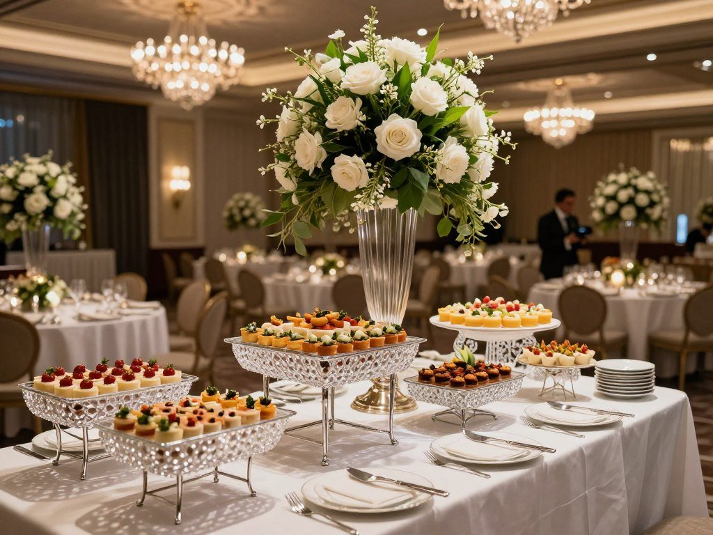 elegant upscale wedding buffet display