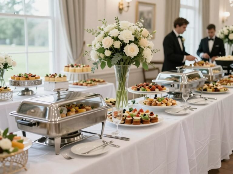 elegant wedding buffet ideas with decorative food stations