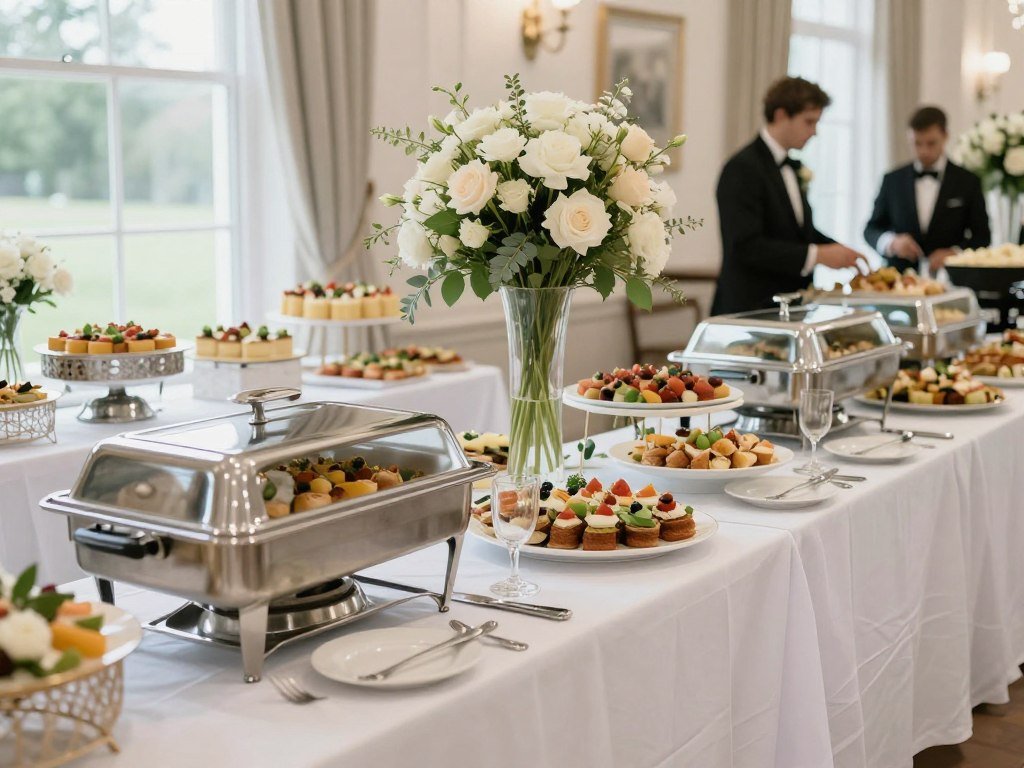 elegant wedding buffet ideas with decorative food stations