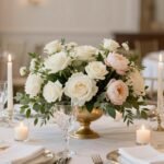elegant wedding centerpieces ideas with flowers and candles on reception tables