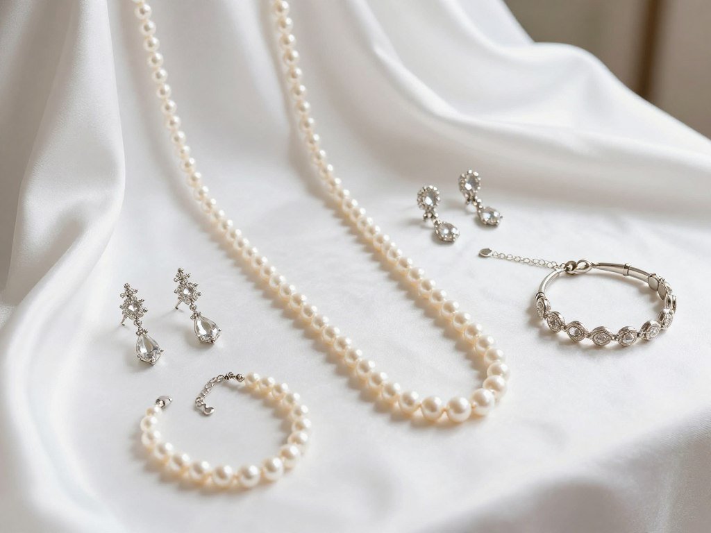 elegant wedding jewelry ideas for bride featuring pearl and crystal pieces