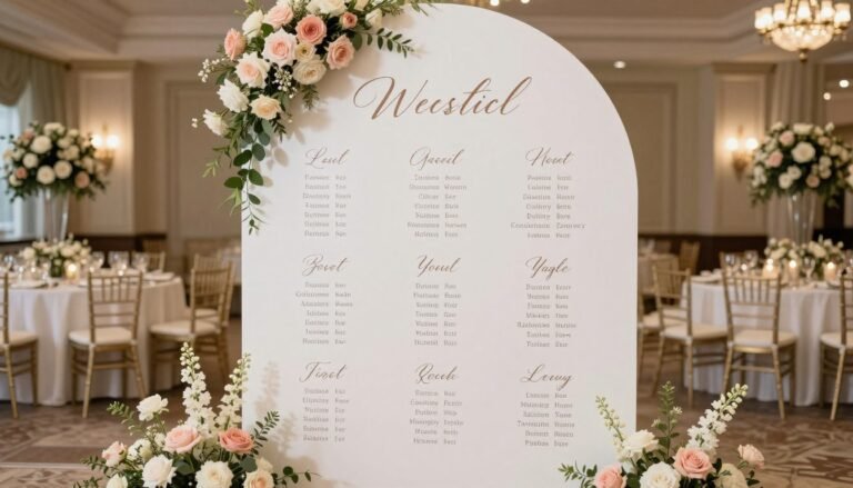 elegant wedding seating chart with floral accents
