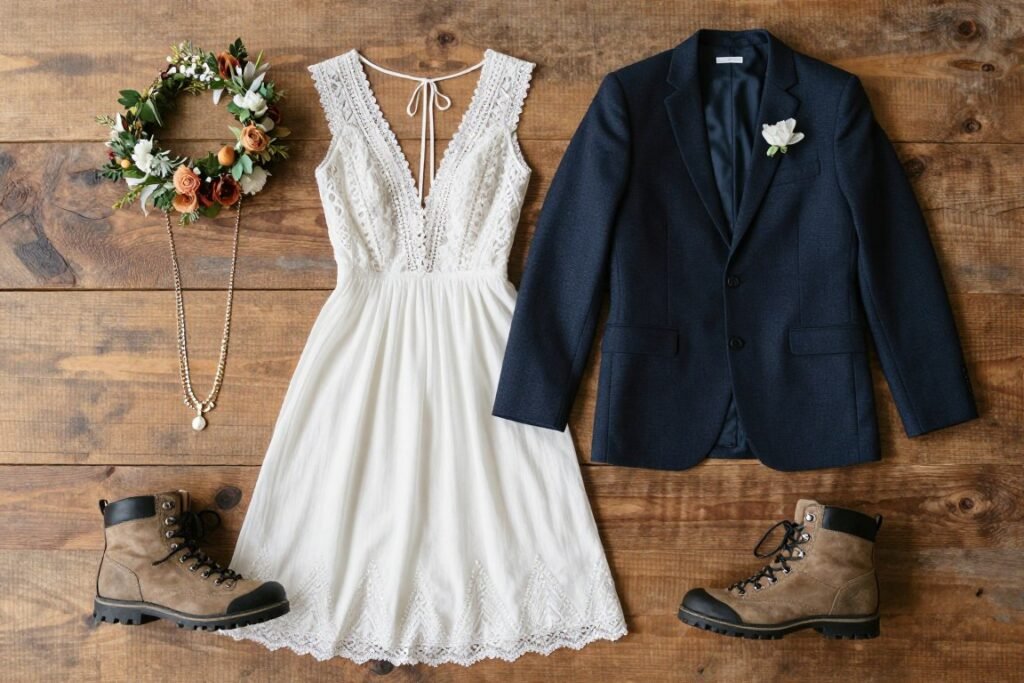 elopement photoshoot ideas showing various wedding outfit styles