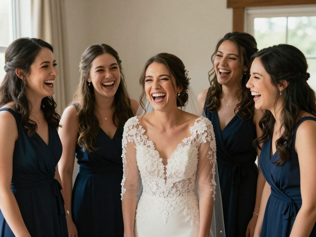 emotional bride and bridesmaid pictures capturing candid moment