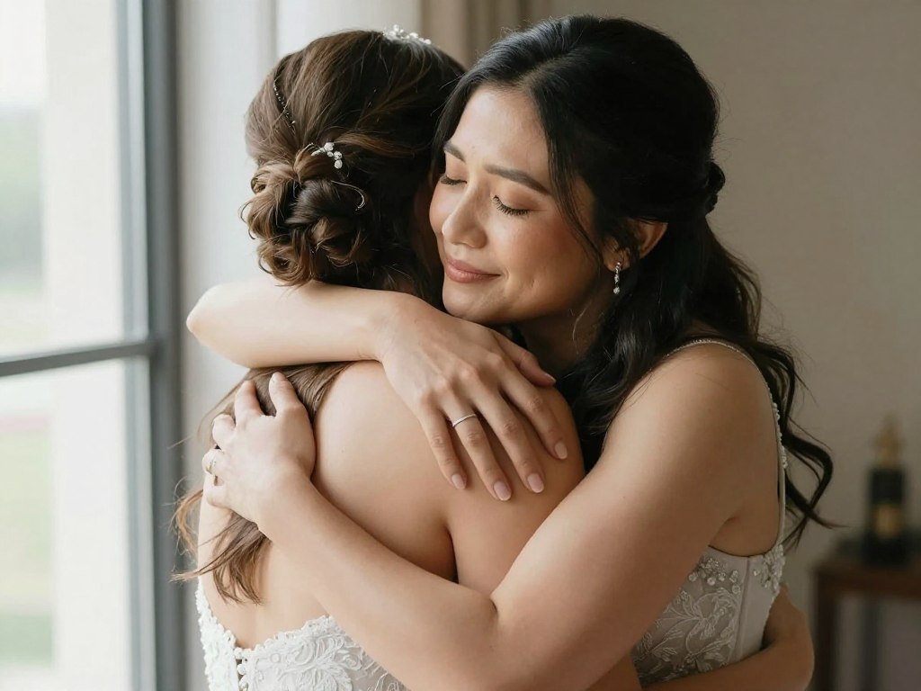 emotional candid moment between bride and bridesmaid