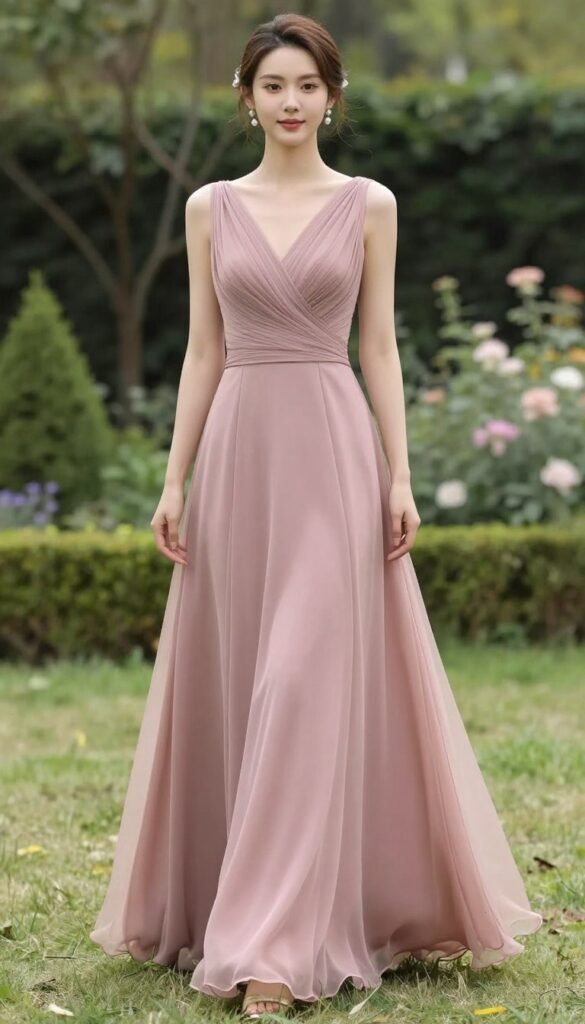 empire waist bridesmaid dress flattering silhouette garden