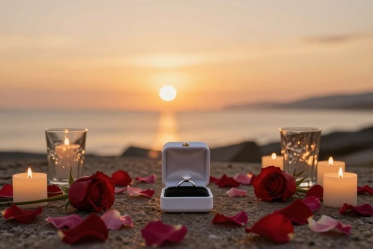 engagement ideas proposal romantic setup with candles and flowers