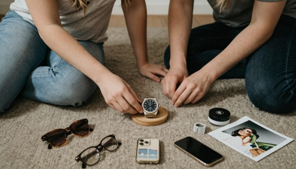 engagement photo meaningful personal props items couple