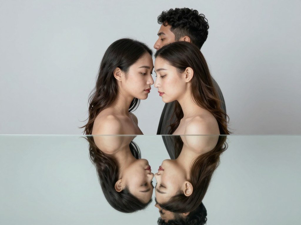 engagement photo reflection technique mirror water couple