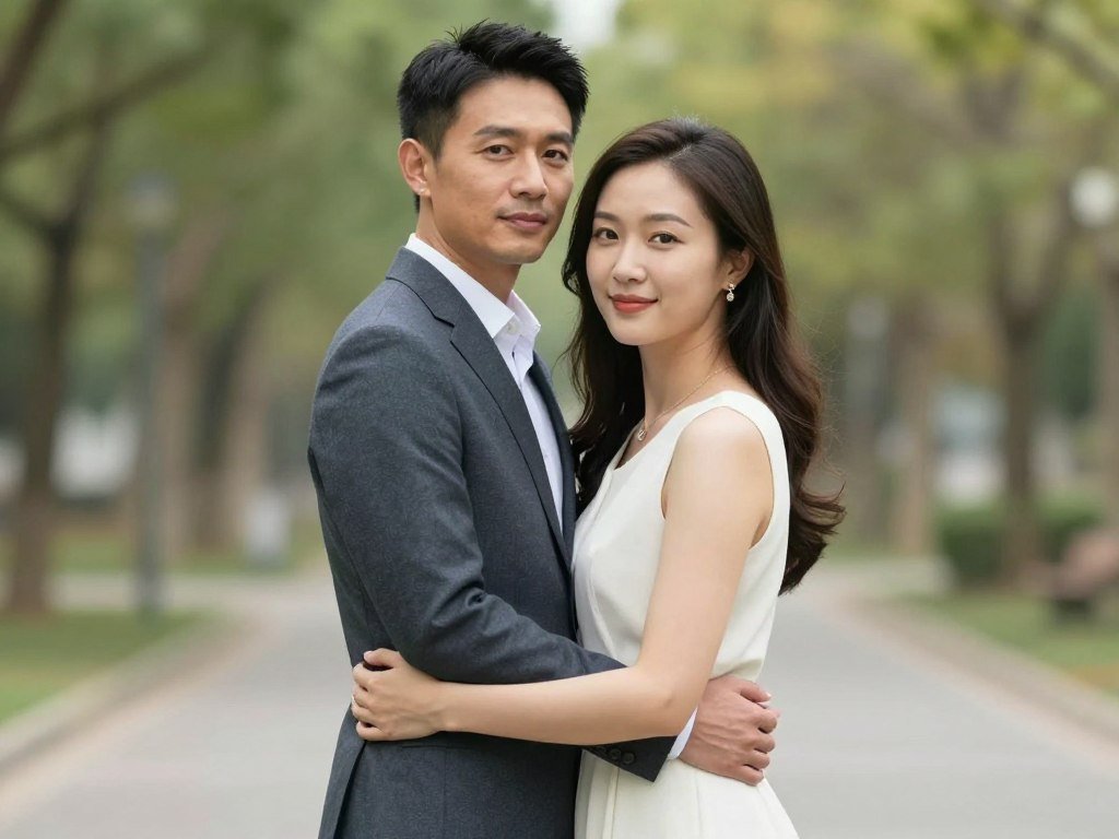 engagement photo standing pose couple front view