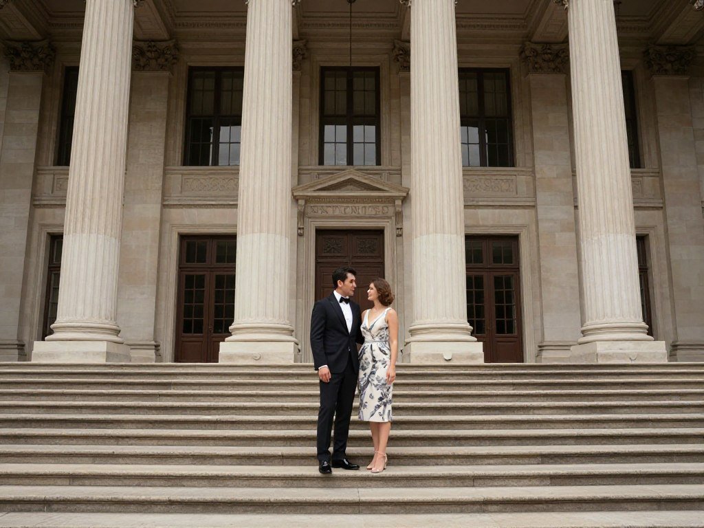 engagement photos architectural landmark historic building