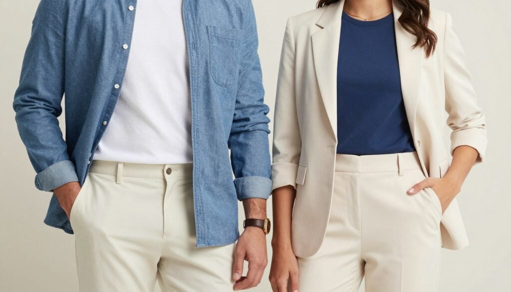 engagement photos coordinated outfits color palette couple