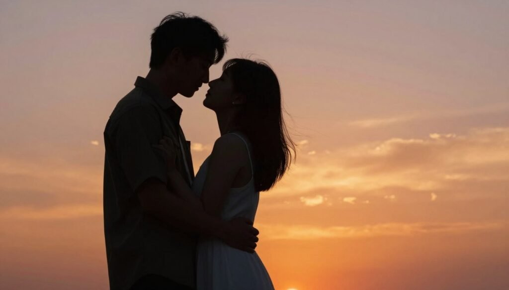engagement pictures ideas golden hour sunset silhouette