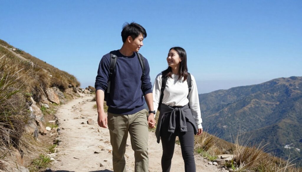 engagement pictures ideas mountain hiking trail couple