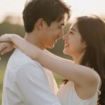 engagement pictures ideas romantic couple outdoors during golden hour