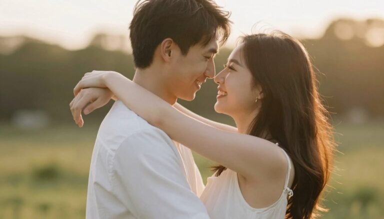 engagement pictures ideas romantic couple outdoors during golden hour