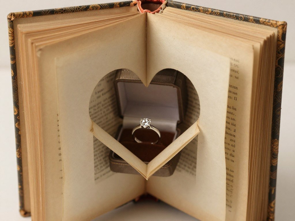engagement ring hidden inside hollowed book