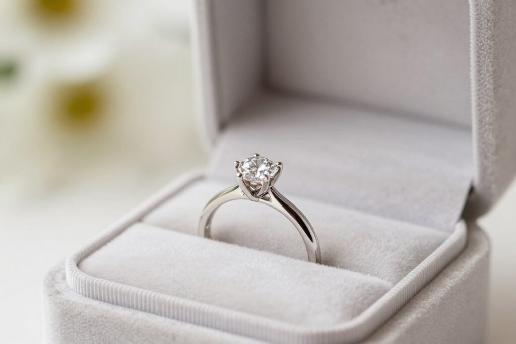 engagement ring in box ready for proposal