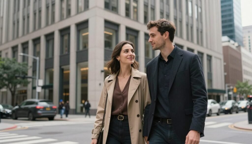 engagement shoot urban city street couple downtown