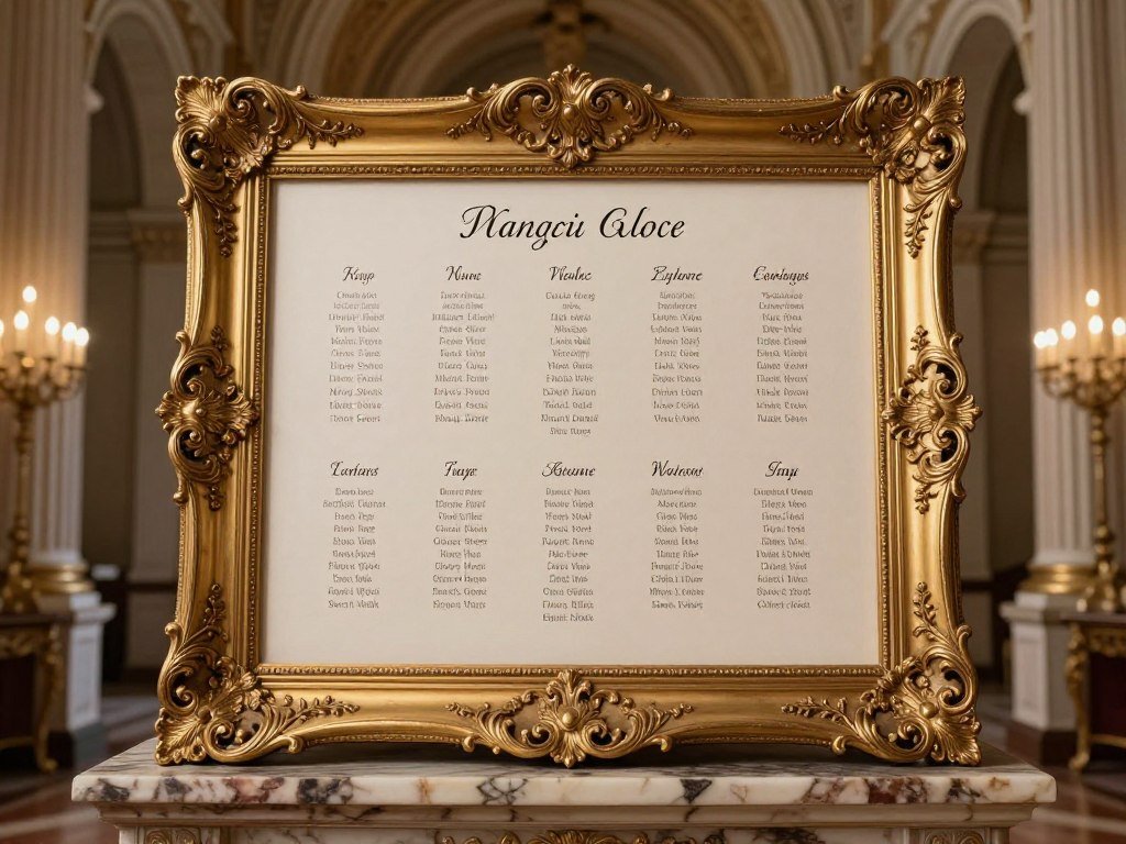 european classical seating chart with baroque gold frame european classical seating chart with baroque gold frame