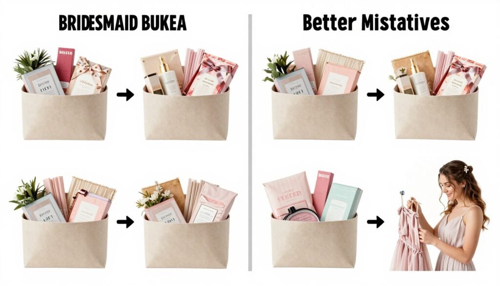 examples of bridesmaid box mistakes versus better alternatives